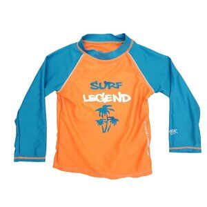 Banana Boat Rash Guard Toddler Boys 3T Neon Orange Blue Stretch Long Sleeve